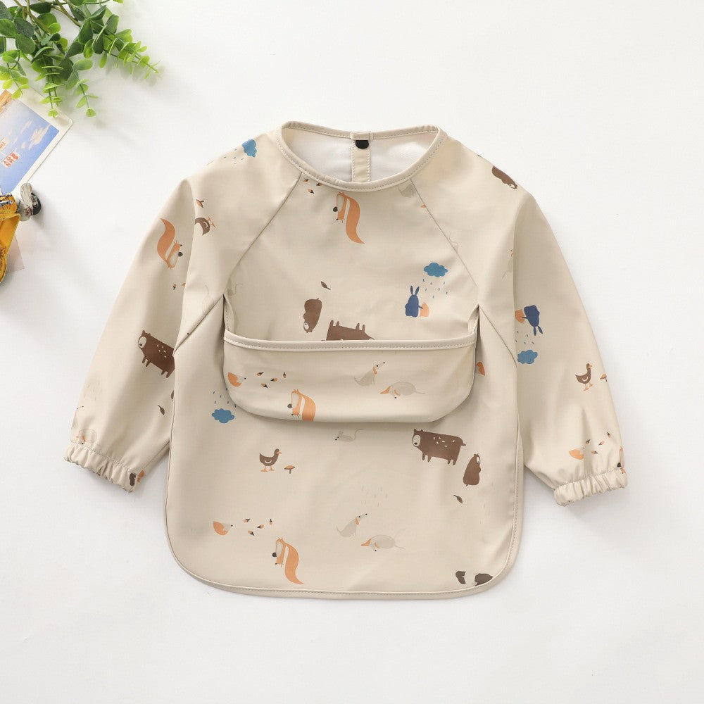 Soft Waterproof Long Sleeve Bib ソフト防水長袖お食事エプロン【mh0012240】 mamahalo accessories よだれかけ