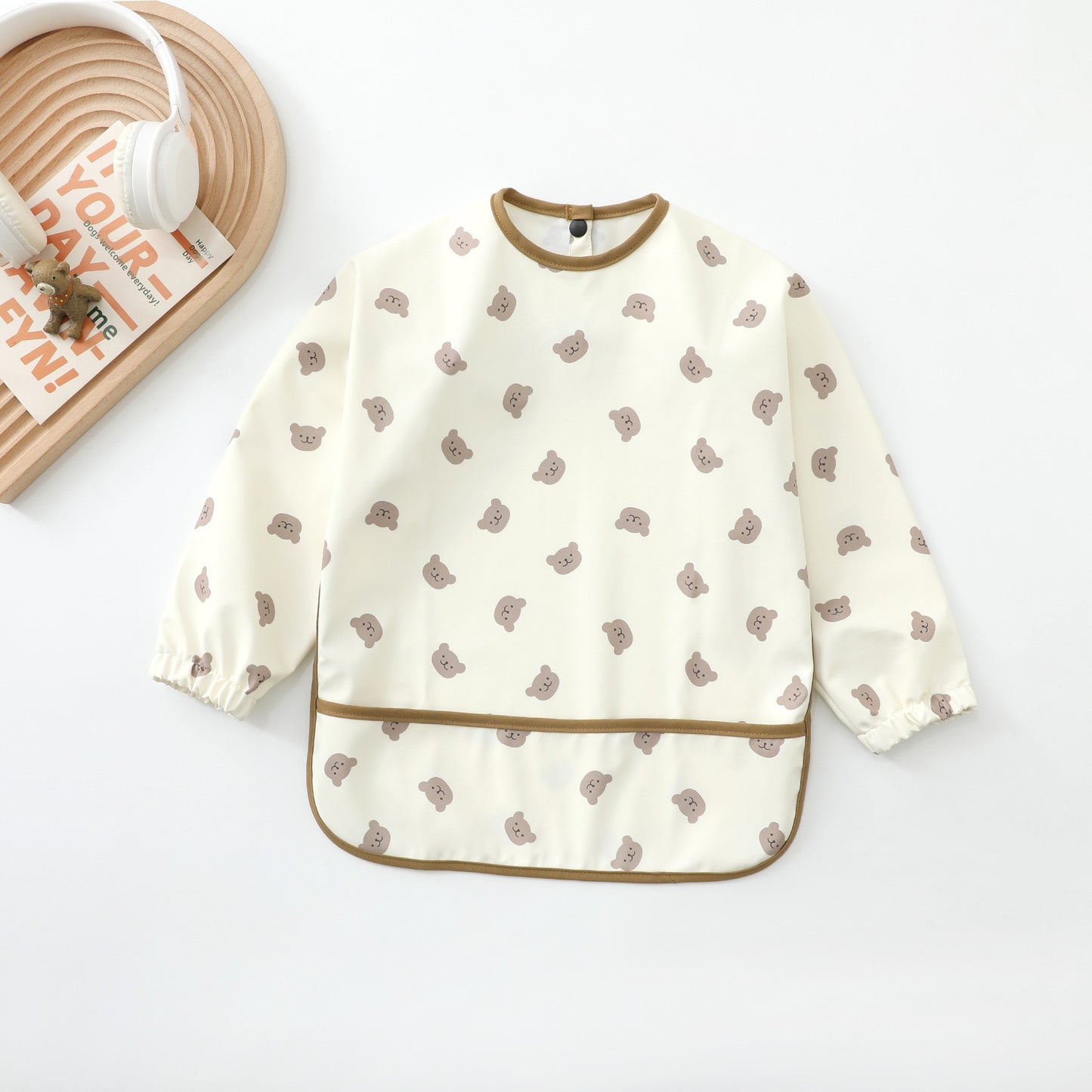 Soft Waterproof Long Sleeve Bib ソフト防水長袖お食事エプロン【mh0012240】 PU A bear / S mamahalo accessories よだれかけ