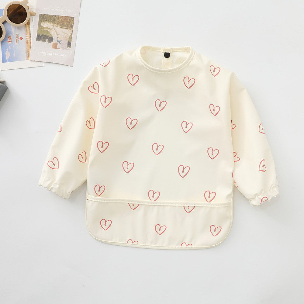 Soft Waterproof Long Sleeve Bib ソフト防水長袖お食事エプロン【mh0012240】 PU a red heart / S mamahalo accessories よだれかけ