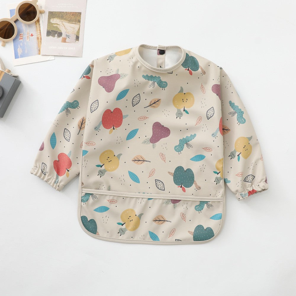 Soft Waterproof Long Sleeve Bib ソフト防水長袖お食事エプロン【mh0012240】 PU apple pear / S mamahalo accessories よだれかけ