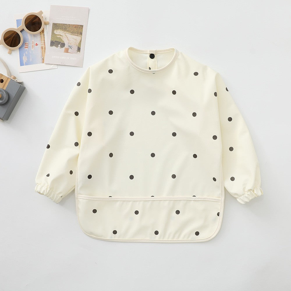 Soft Waterproof Long Sleeve Bib ソフト防水長袖お食事エプロン【mh0012240】 PU black dots / S mamahalo accessories よだれかけ