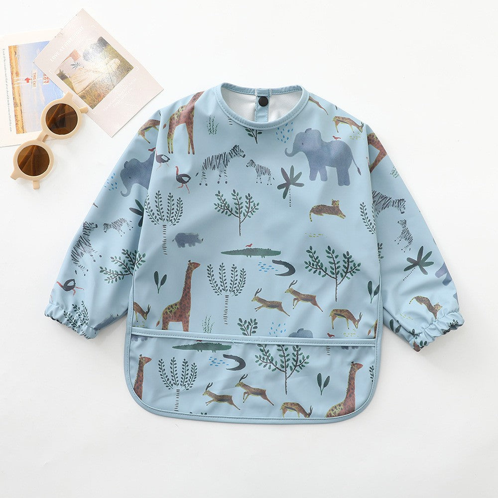 Soft Waterproof Long Sleeve Bib ソフト防水長袖お食事エプロン【mh0012240】 PU blue elephant / S mamahalo accessories よだれかけ