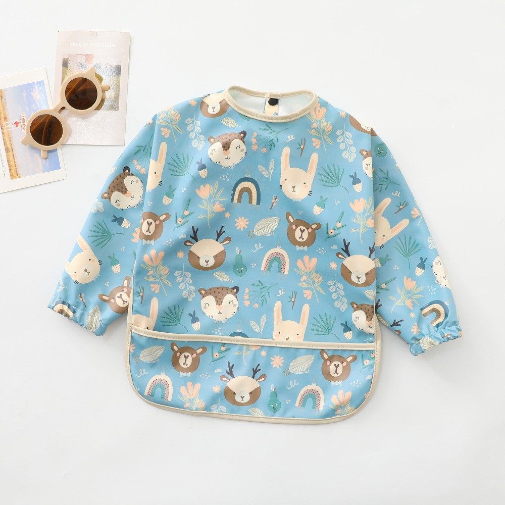 Soft Waterproof Long Sleeve Bib ソフト防水長袖お食事エプロン【mh0012240】 PU blue rabbit / S mamahalo accessories よだれかけ