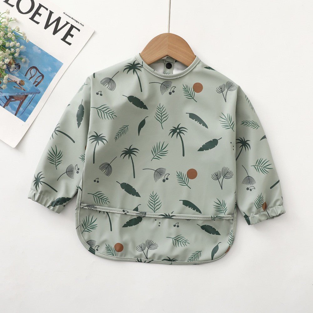 Soft Waterproof Long Sleeve Bib ソフト防水長袖お食事エプロン【mh0012240】 PU coconut tree / S mamahalo accessories よだれかけ