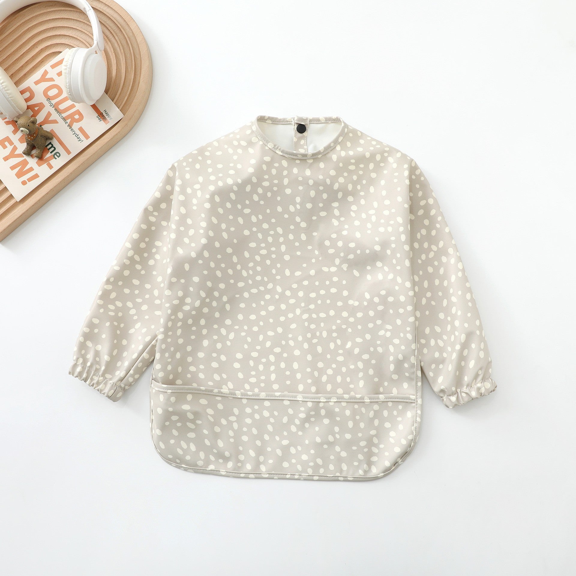 Soft Waterproof Long Sleeve Bib ソフト防水長袖お食事エプロン【mh0012240】 PU coffee color idea / S mamahalo accessories よだれかけ