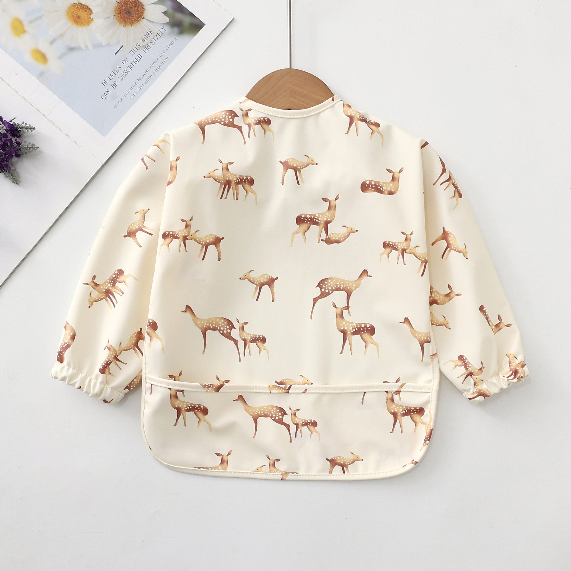 Soft Waterproof Long Sleeve Bib ソフト防水長袖お食事エプロン【mh0012240】 PU golden deer / S mamahalo accessories よだれかけ