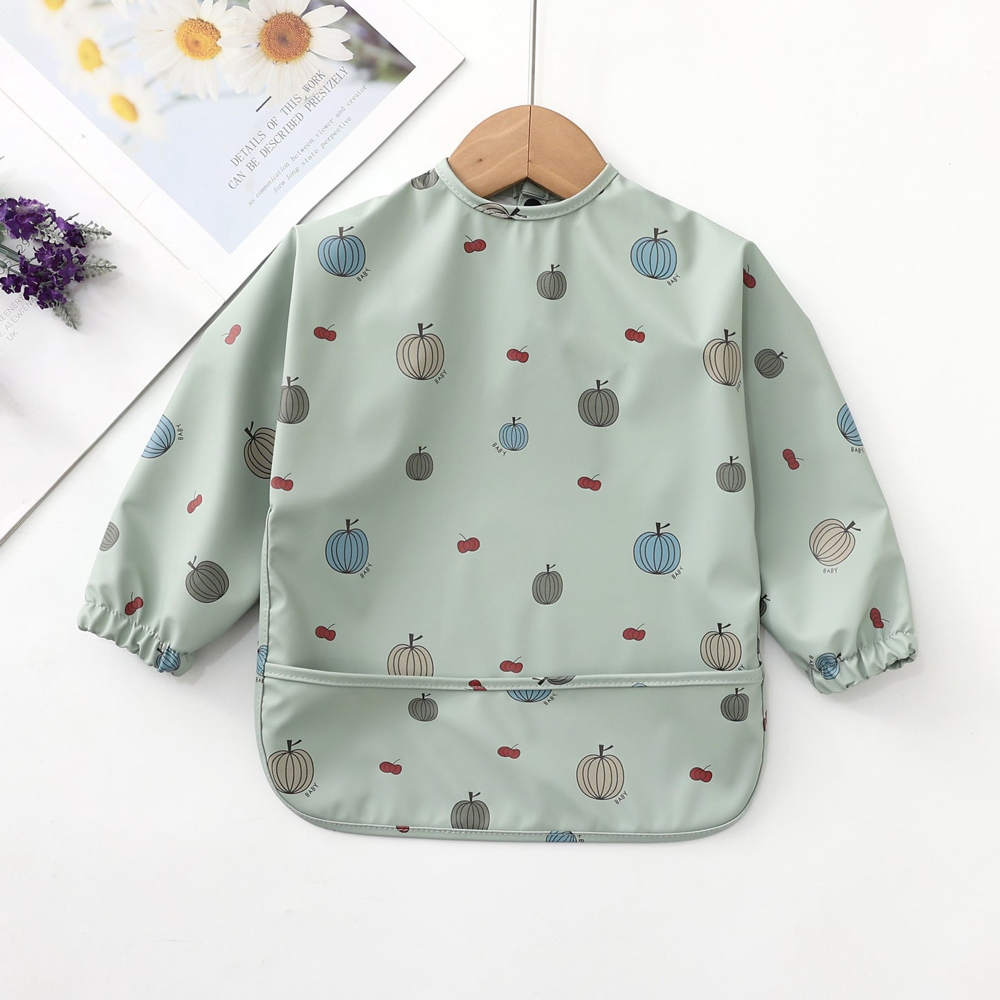 Soft Waterproof Long Sleeve Bib ソフト防水長袖お食事エプロン【mh0012240】 PU green pumpkin / S mamahalo accessories よだれかけ