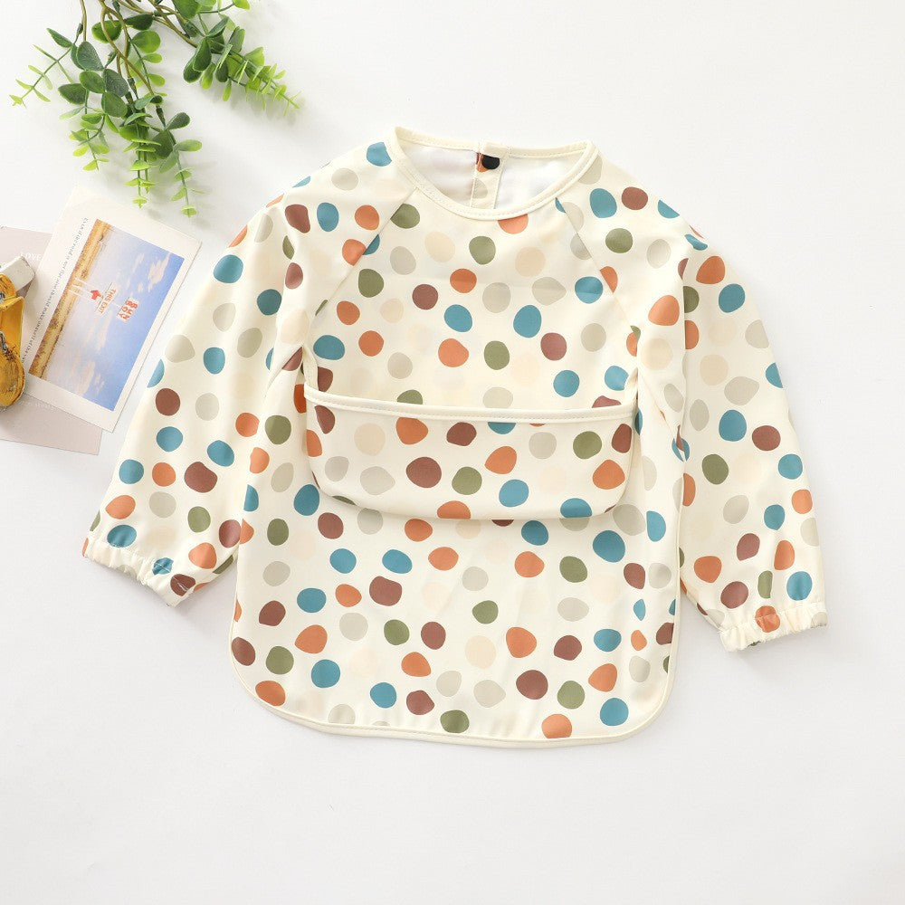 Soft Waterproof Long Sleeve Bib ソフト防水長袖お食事エプロン【mh0012240】 PU large colored dots / S mamahalo accessories よだれかけ
