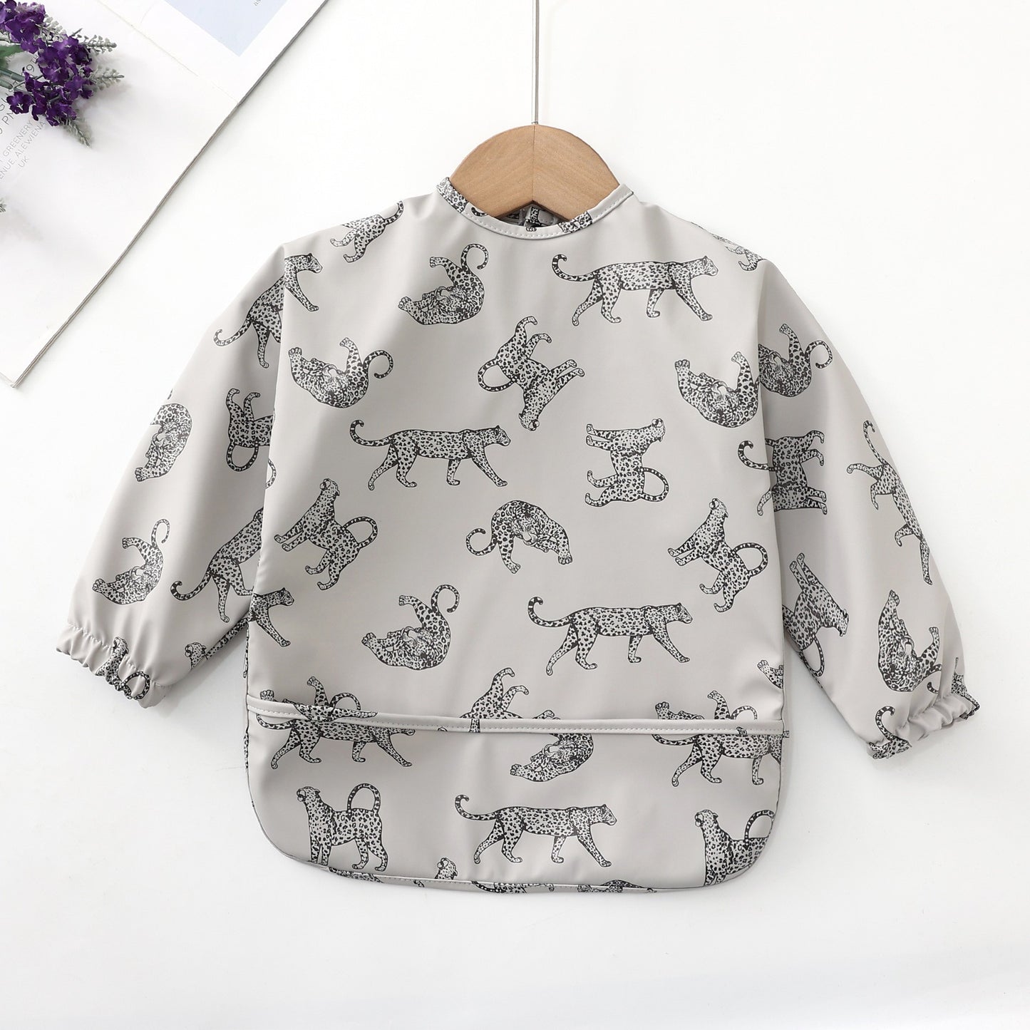 Soft Waterproof Long Sleeve Bib ソフト防水長袖お食事エプロン【mh0012240】 PU leopard / S mamahalo accessories よだれかけ