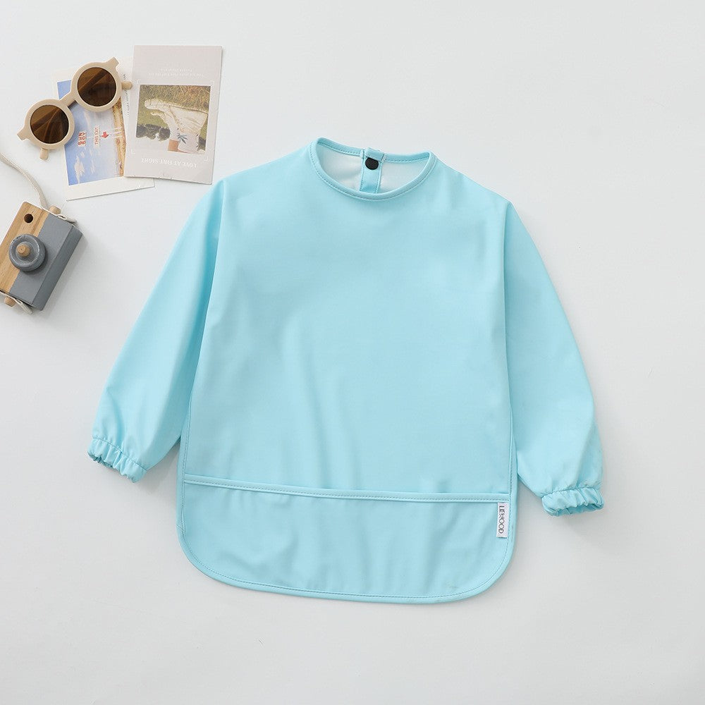 Soft Waterproof Long Sleeve Bib ソフト防水長袖お食事エプロン【mh0012240】 PU light blue / S mamahalo accessories よだれかけ