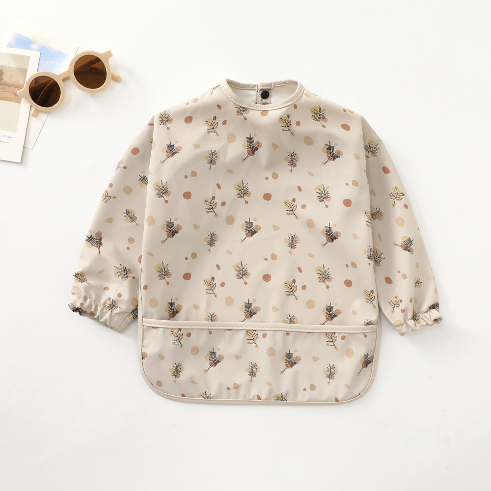 Soft Waterproof Long Sleeve Bib ソフト防水長袖お食事エプロン【mh0012240】 PU lychee branch / S mamahalo accessories よだれかけ