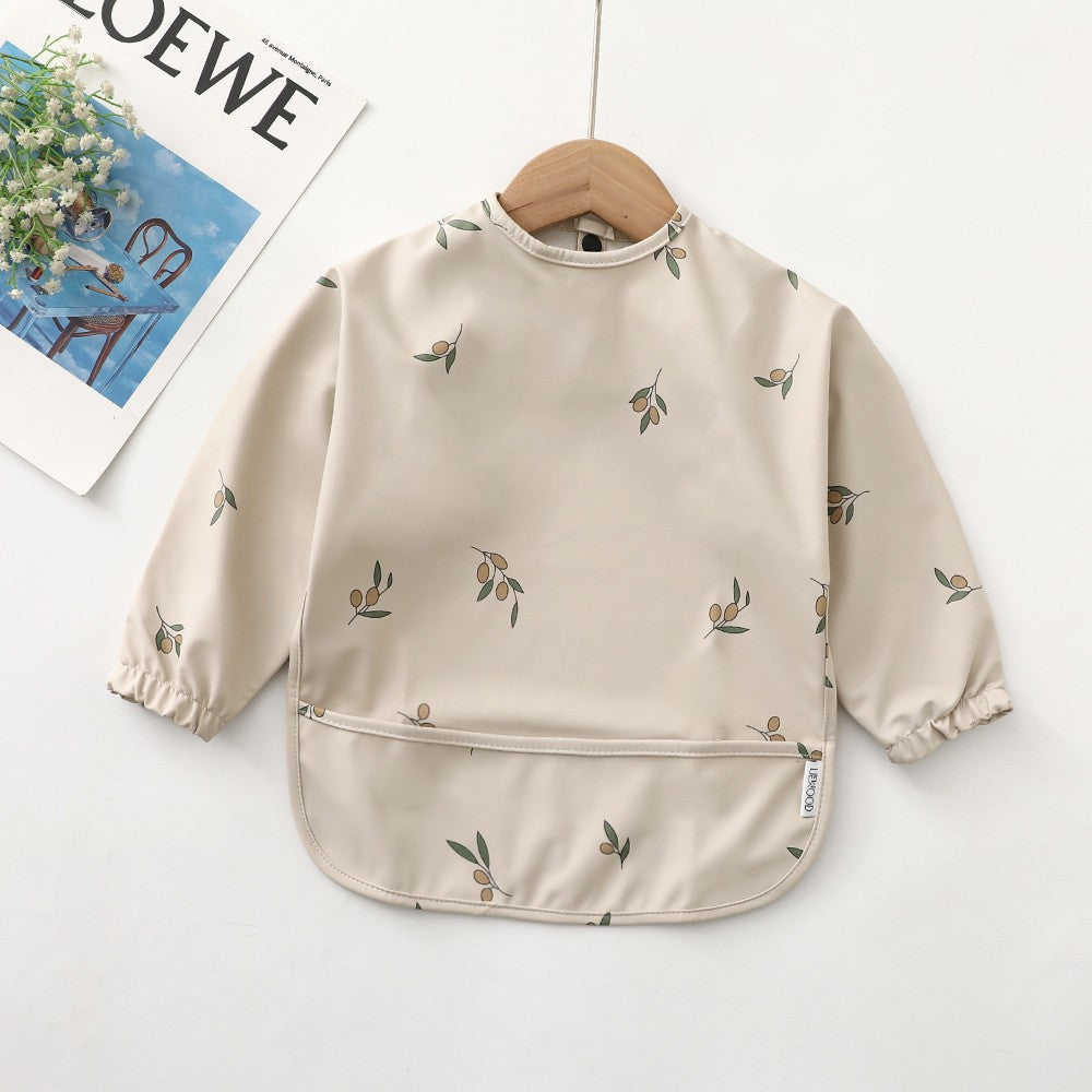 Soft Waterproof Long Sleeve Bib ソフト防水長袖お食事エプロン【mh0012240】 PU new olive branch / S mamahalo accessories よだれかけ
