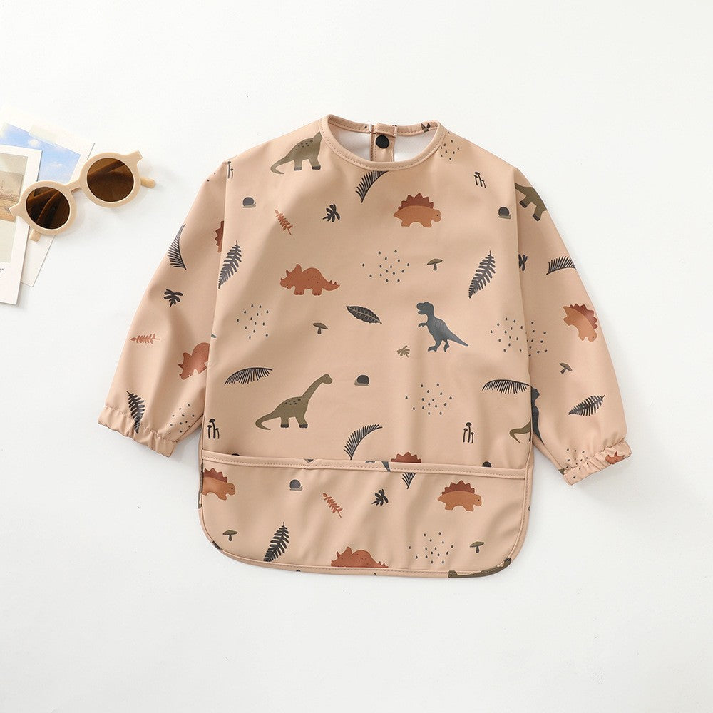 Soft Waterproof Long Sleeve Bib ソフト防水長袖お食事エプロン【mh0012240】 PU pink dinosaur / S mamahalo accessories よだれかけ