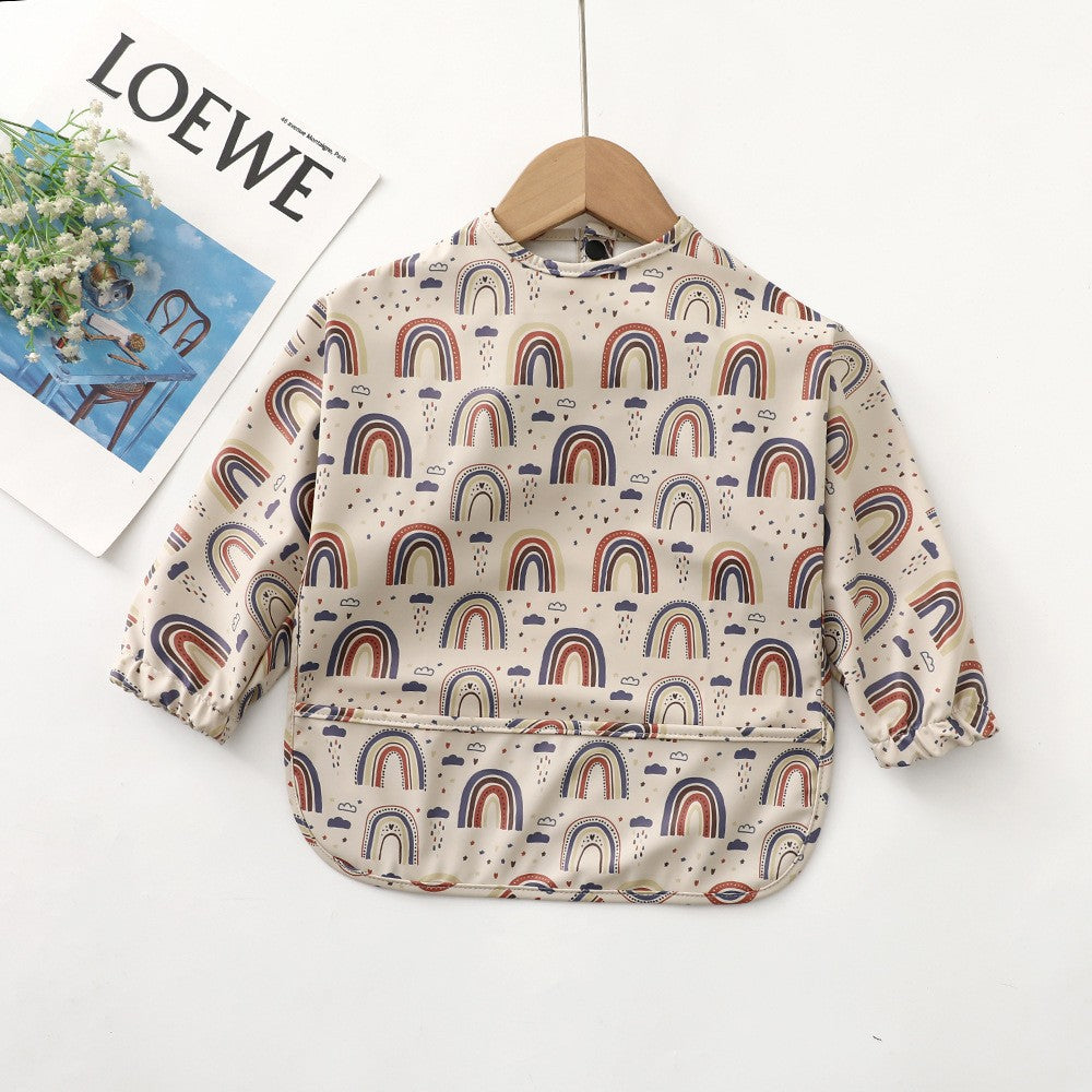 Soft Waterproof Long Sleeve Bib ソフト防水長袖お食事エプロン【mh0012240】 PU purple rainbow / S mamahalo accessories よだれかけ