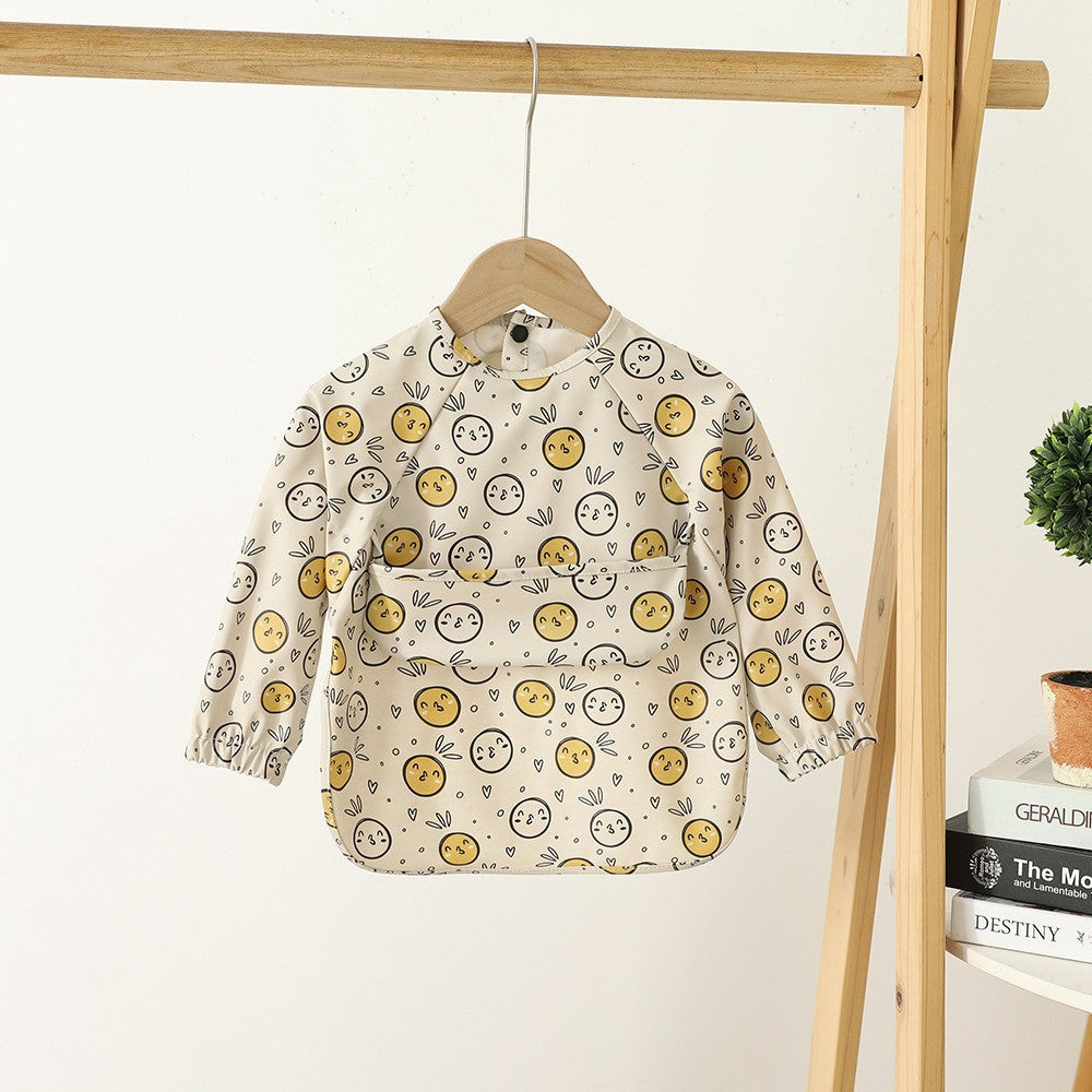 Soft Waterproof Long Sleeve Bib ソフト防水長袖お食事エプロン【mh0012240】 PU smiling face / S mamahalo accessories よだれかけ