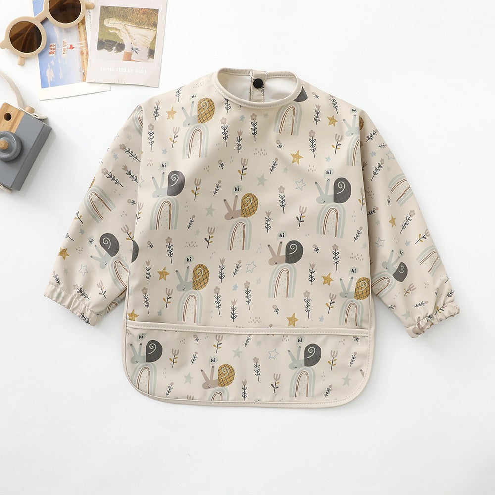 Soft Waterproof Long Sleeve Bib ソフト防水長袖お食事エプロン【mh0012240】 PU snail / S mamahalo accessories よだれかけ