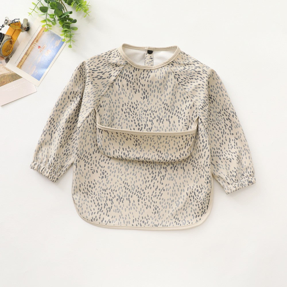 Soft Waterproof Long Sleeve Bib ソフト防水長袖お食事エプロン【mh0012240】 PU spotted ears / S mamahalo accessories よだれかけ