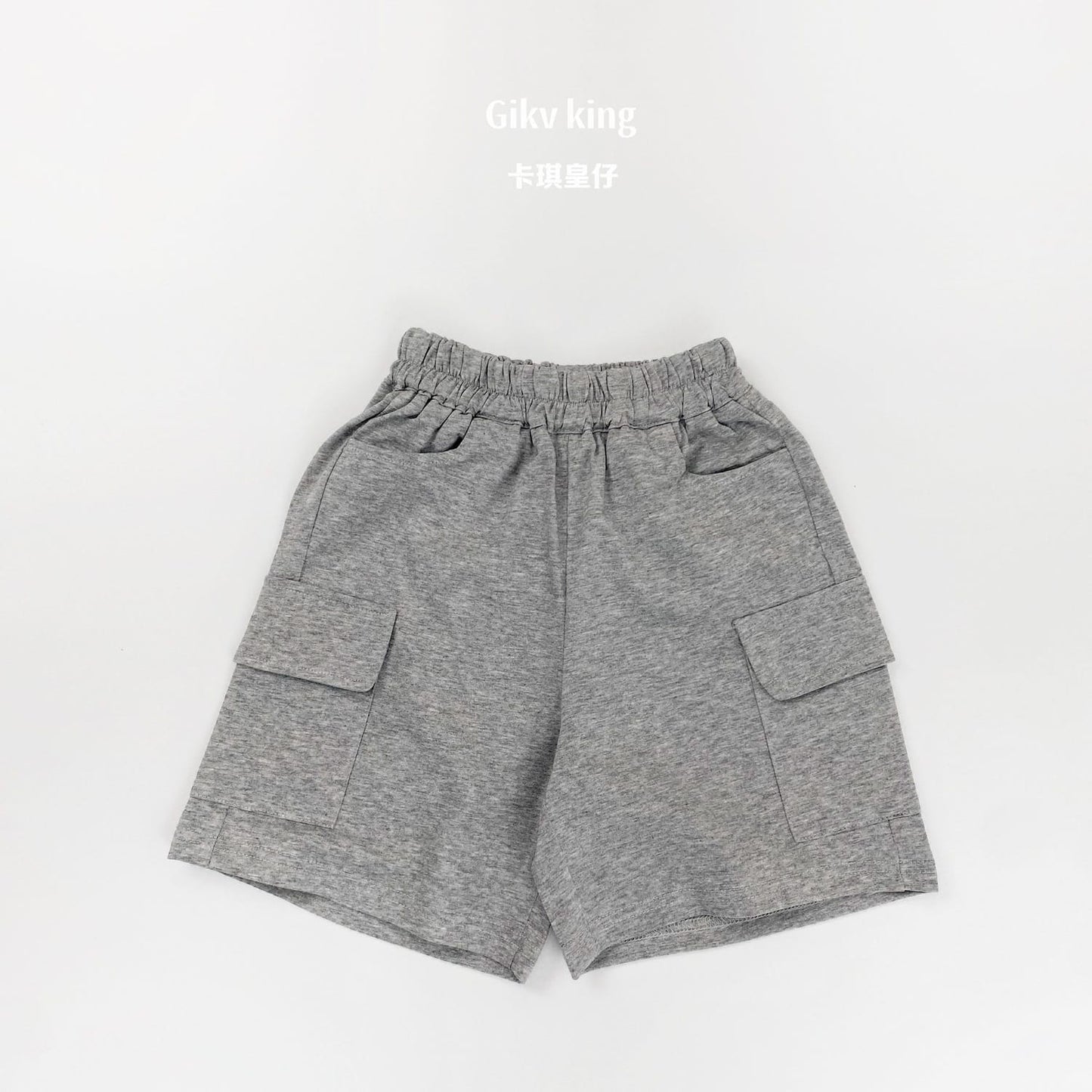 Solid Cargo Pocket Cotton Shorts カーゴ ハーフパンツ【mh0013487】 Gray / 80cm Gikv king ハーフパンツ・ショートパンツ