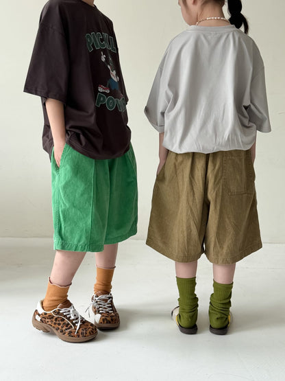 Solid Casual Shorts タック ハーフパンツ【mh0013129】 KUMAI.KIDS ハーフパンツ・ショートパンツ
