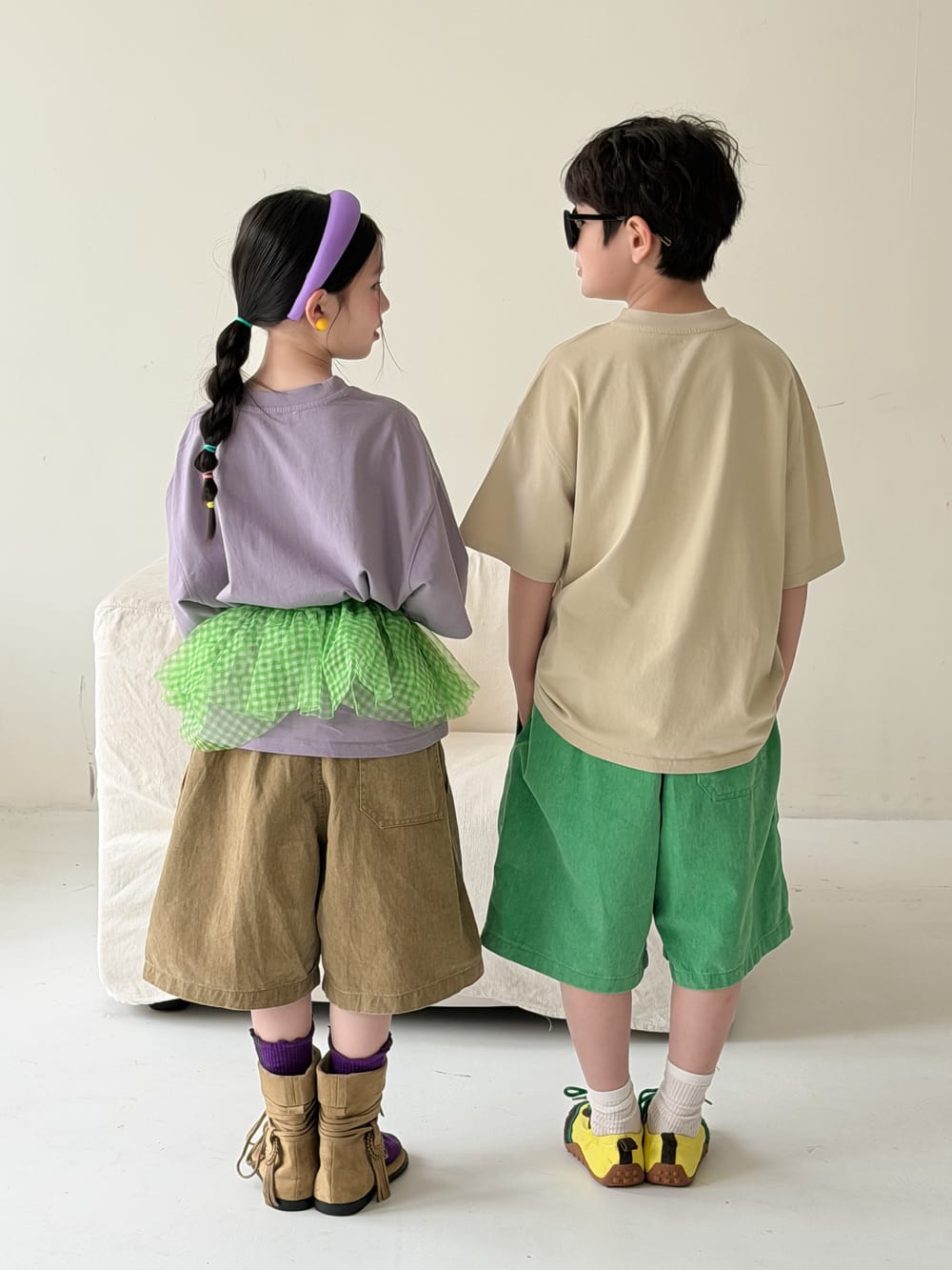 Solid Casual Shorts タック ハーフパンツ【mh0013129】 KUMAI.KIDS ハーフパンツ・ショートパンツ