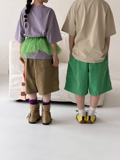 Solid Casual Shorts タック ハーフパンツ【mh0013129】 KUMAI.KIDS ハーフパンツ・ショートパンツ