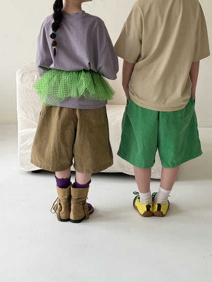 Solid Casual Shorts タック ハーフパンツ【mh0013129】 KUMAI.KIDS ハーフパンツ・ショートパンツ