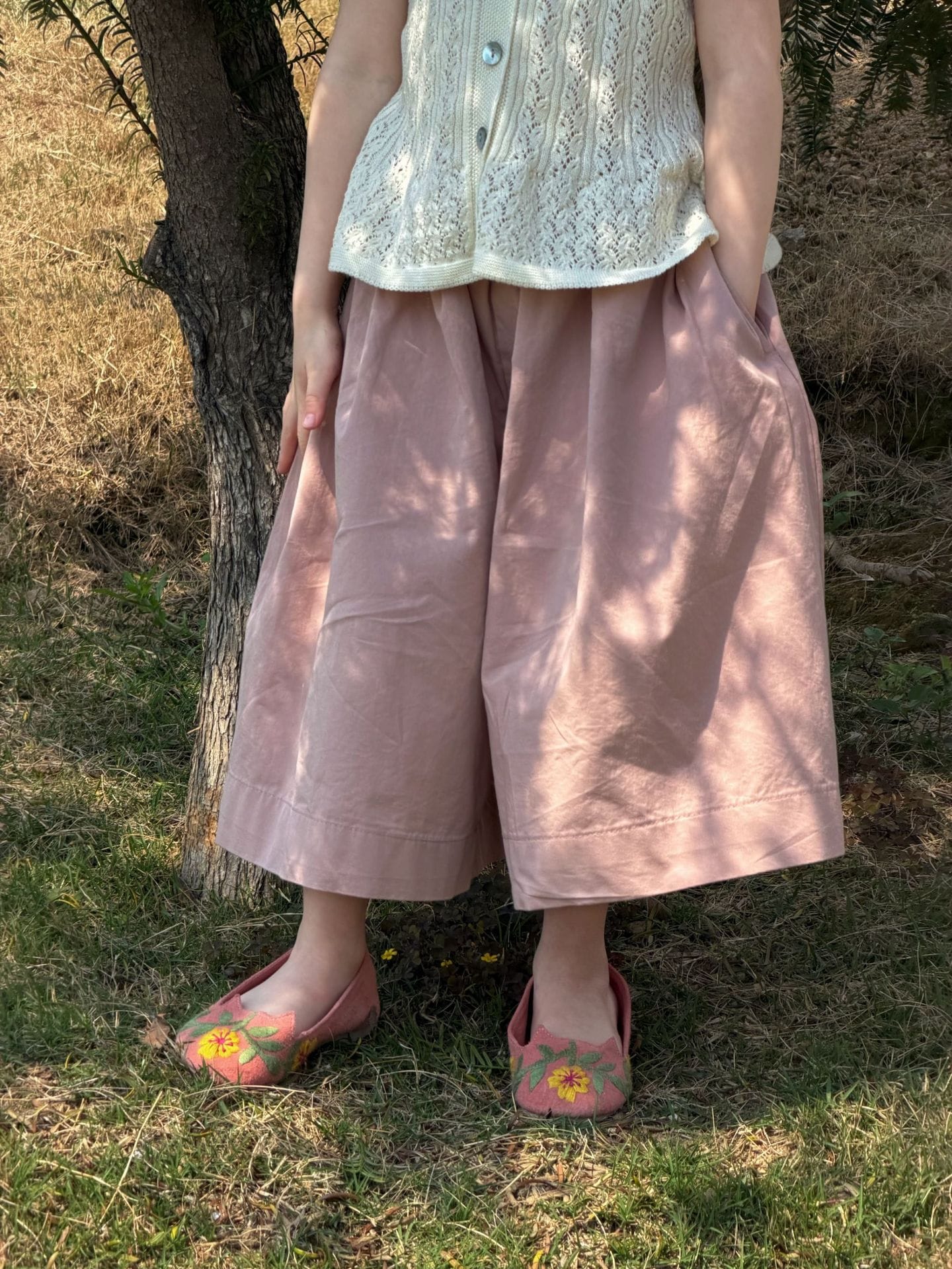 Solid Color Casual Wide-leg Cropped Pants コクーン クロップドパンツ【mh0013415】 Pink / 90cm Jianzidan ロングパンツ・スウェットパンツ