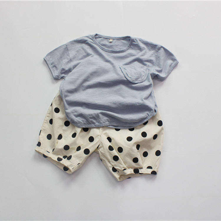 Solid Color Cotton Loose T-shirt キッズ ポケット 半袖 ルーズ Tシャツ【mh0012255】 Forest Map