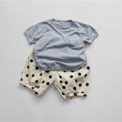 Solid Color Cotton Loose T-shirt キッズ ポケット 半袖 ルーズ Tシャツ【mh0012255】 Forest Map