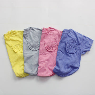 Solid Color Cotton Loose T-shirt キッズ ポケット 半袖 ルーズ Tシャツ【mh0012255】 Forest Map