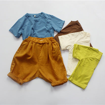 Solid Color Crew Neck Loose T-shirt キッズ 半袖 ルーズTシャツ【mh0012257】 Forest Map