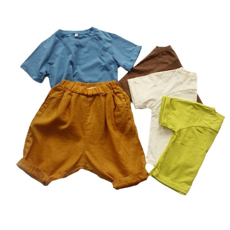 Solid Color Crew Neck Loose T-shirt キッズ 半袖 ルーズTシャツ【mh0012257】 Forest Map