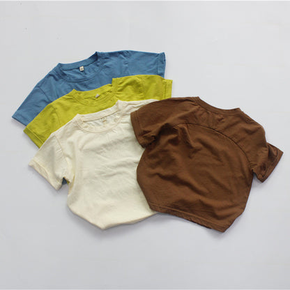 Solid Color Crew Neck Loose T-shirt キッズ 半袖 ルーズTシャツ【mh0012257】 Forest Map