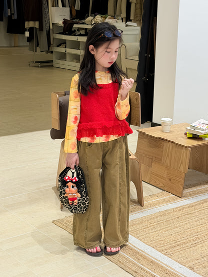 Solid Color Curved Wide Leg Pants 立体裁断 コクーンパンツ【mh0012364】 KUMAI.KIDS
