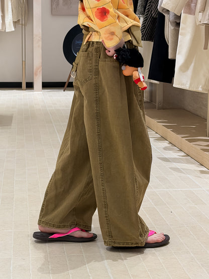 Solid Color Curved Wide Leg Pants 立体裁断 コクーンパンツ【mh0012364】 KUMAI.KIDS