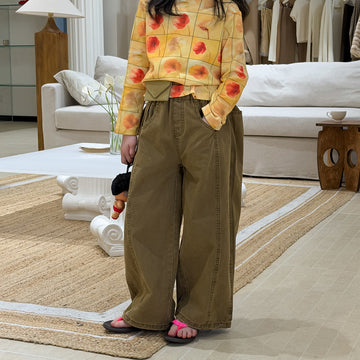 Solid Color Curved Wide Leg Pants 立体裁断 コクーンパンツ【mh0012364】 KUMAI.KIDS