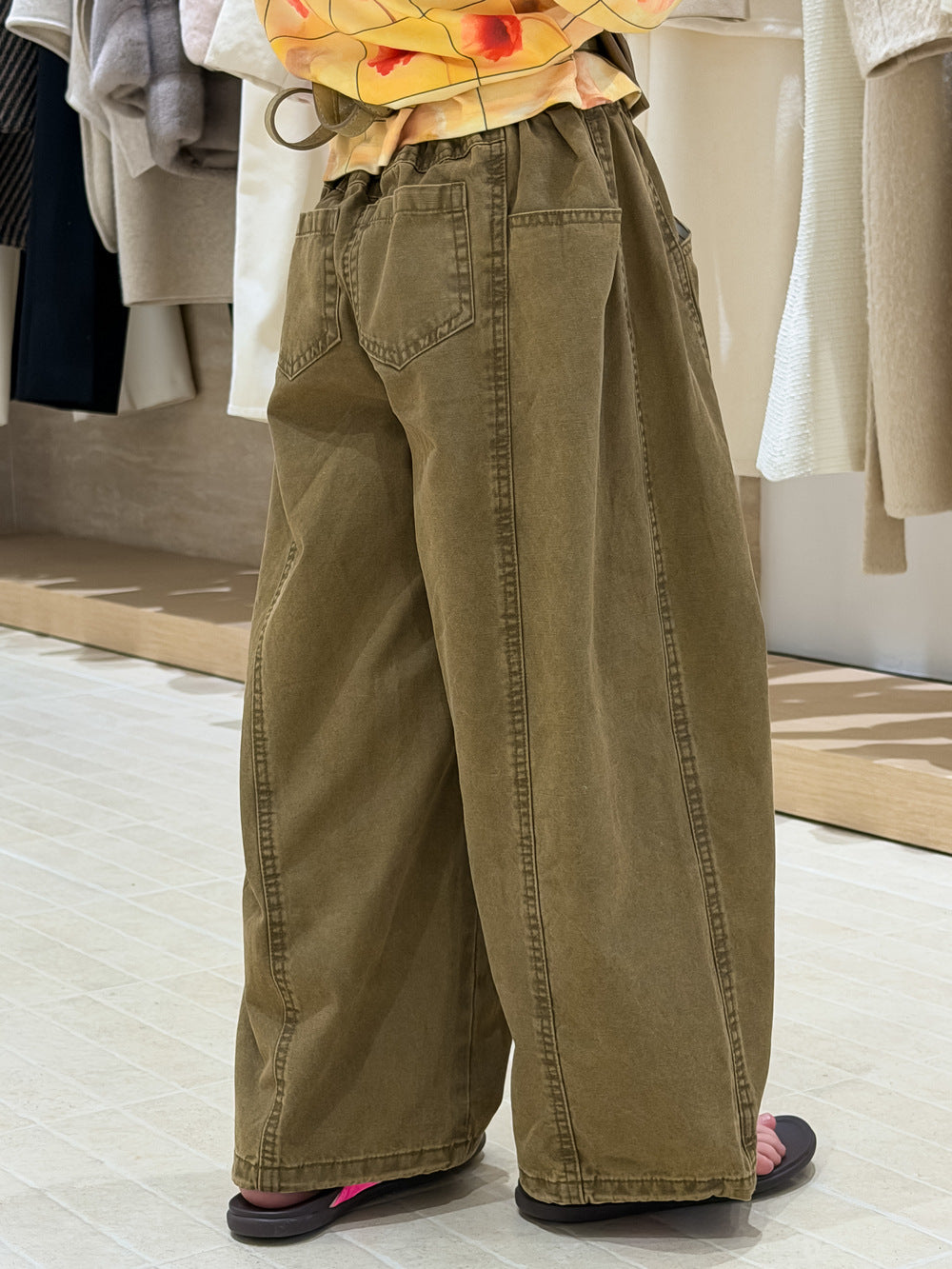 Solid Color Curved Wide Leg Pants 立体裁断 コクーンパンツ【mh0012364】 KUMAI.KIDS