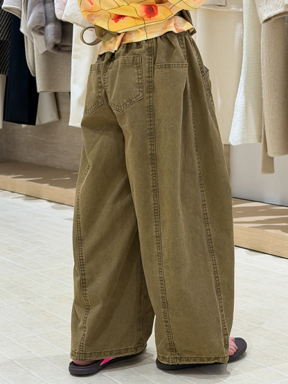 Solid Color Curved Wide Leg Pants 立体裁断 コクーンパンツ【mh0012364】 KUMAI.KIDS