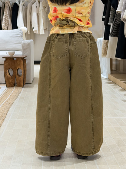 Solid Color Curved Wide Leg Pants 立体裁断 コクーンパンツ【mh0012364】 KUMAI.KIDS