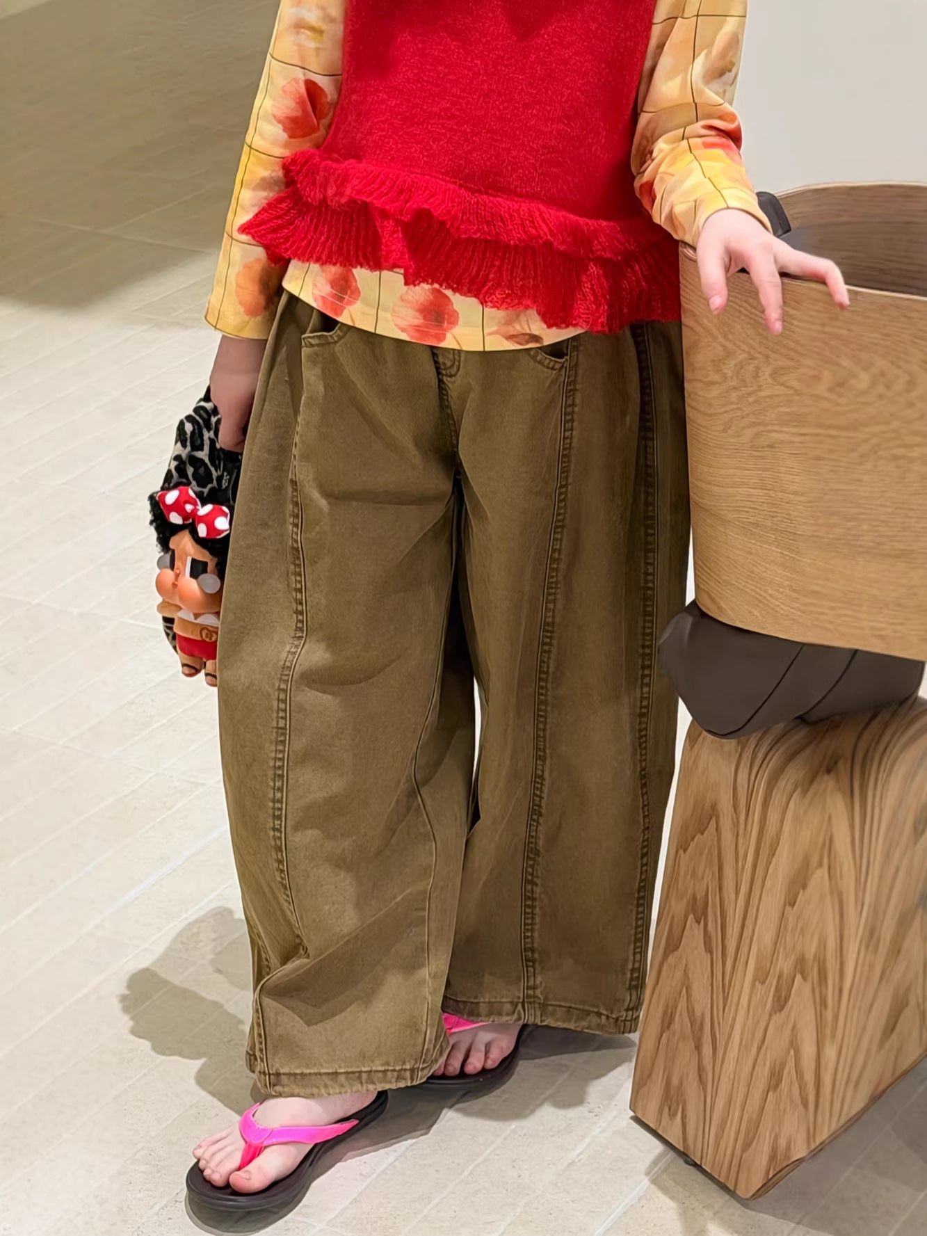 Solid Color Curved Wide Leg Pants 立体裁断 コクーンパンツ【mh0012364】 KUMAI.KIDS