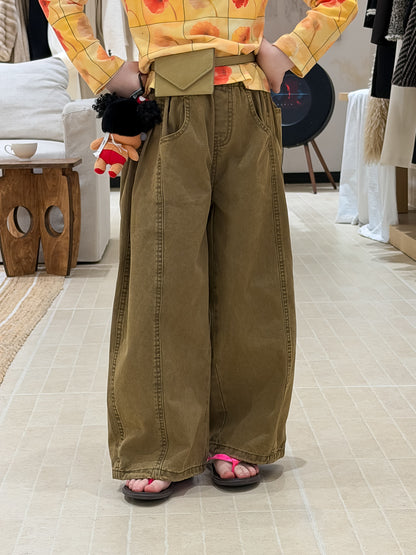 Solid Color Curved Wide Leg Pants 立体裁断 コクーンパンツ【mh0012364】 KUMAI.KIDS
