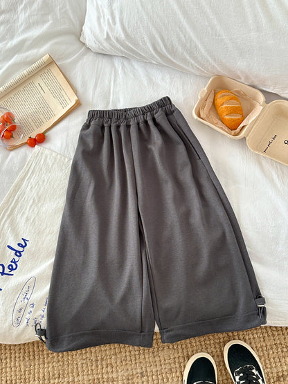 Solid Color Drawstring Sweatpants ドロスト スウェットパンツ【mh0012363】 Dark Gray / 100cm KUMAI.KIDS