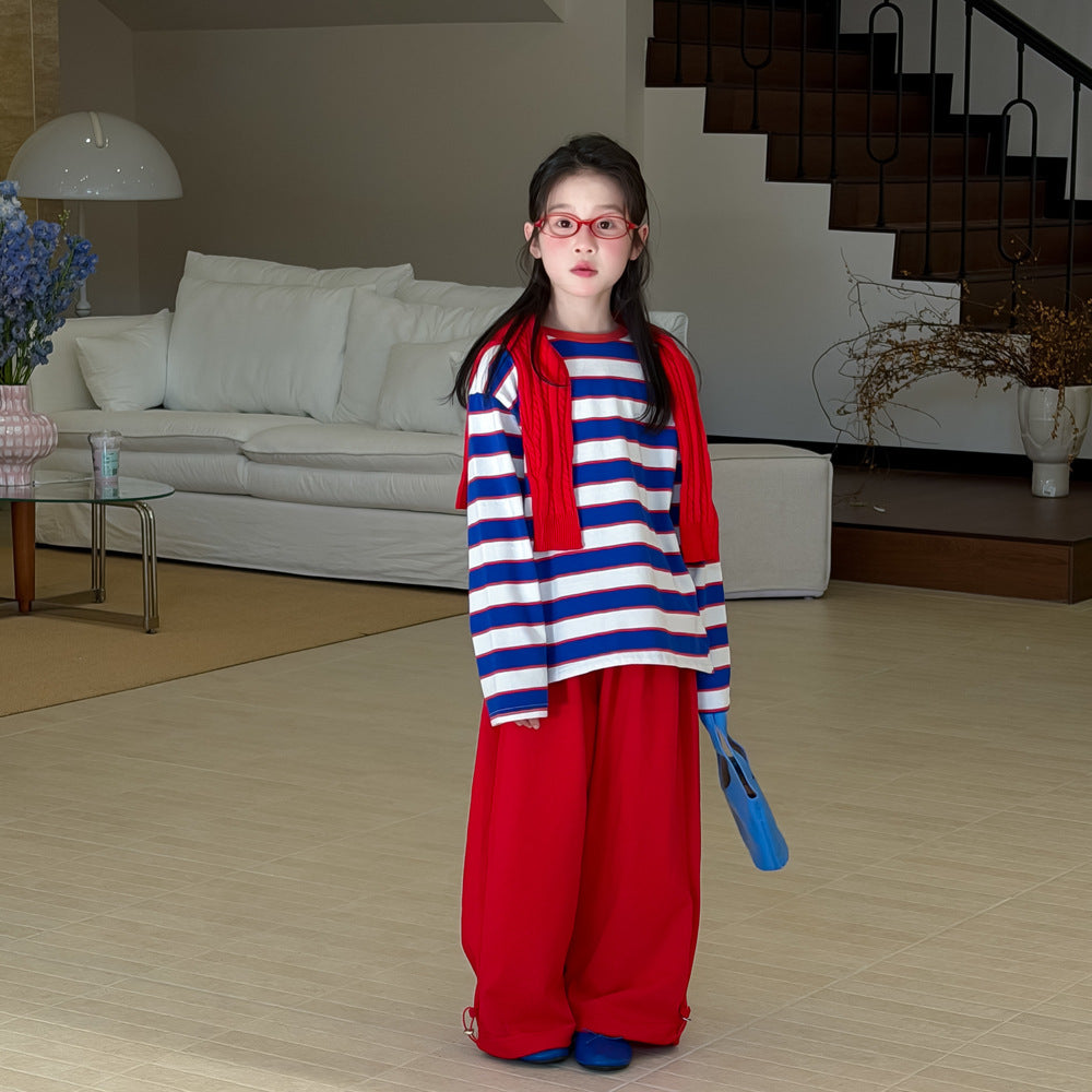 Solid Color Drawstring Sweatpants ドロスト スウェットパンツ【mh0012363】 Red / 100cm KUMAI.KIDS