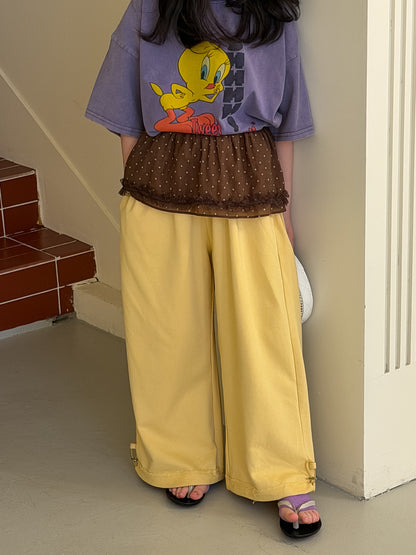 Solid Color Drawstring Sweatpants ドロスト スウェットパンツ【mh0012363】 Yellow / 100cm KUMAI.KIDS