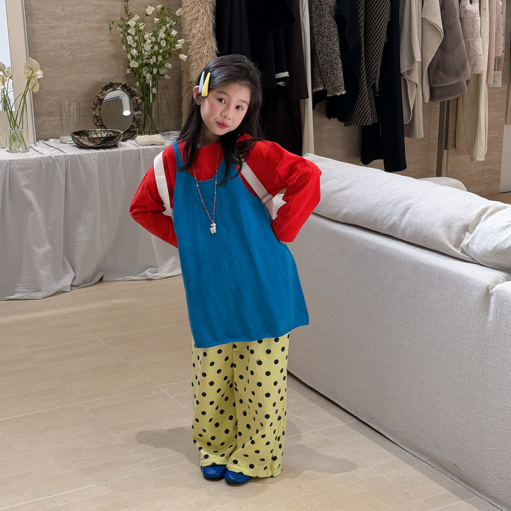Solid Color Knitted Layering Vest ニットベスト【mh0012367】 KUMAI.KIDS