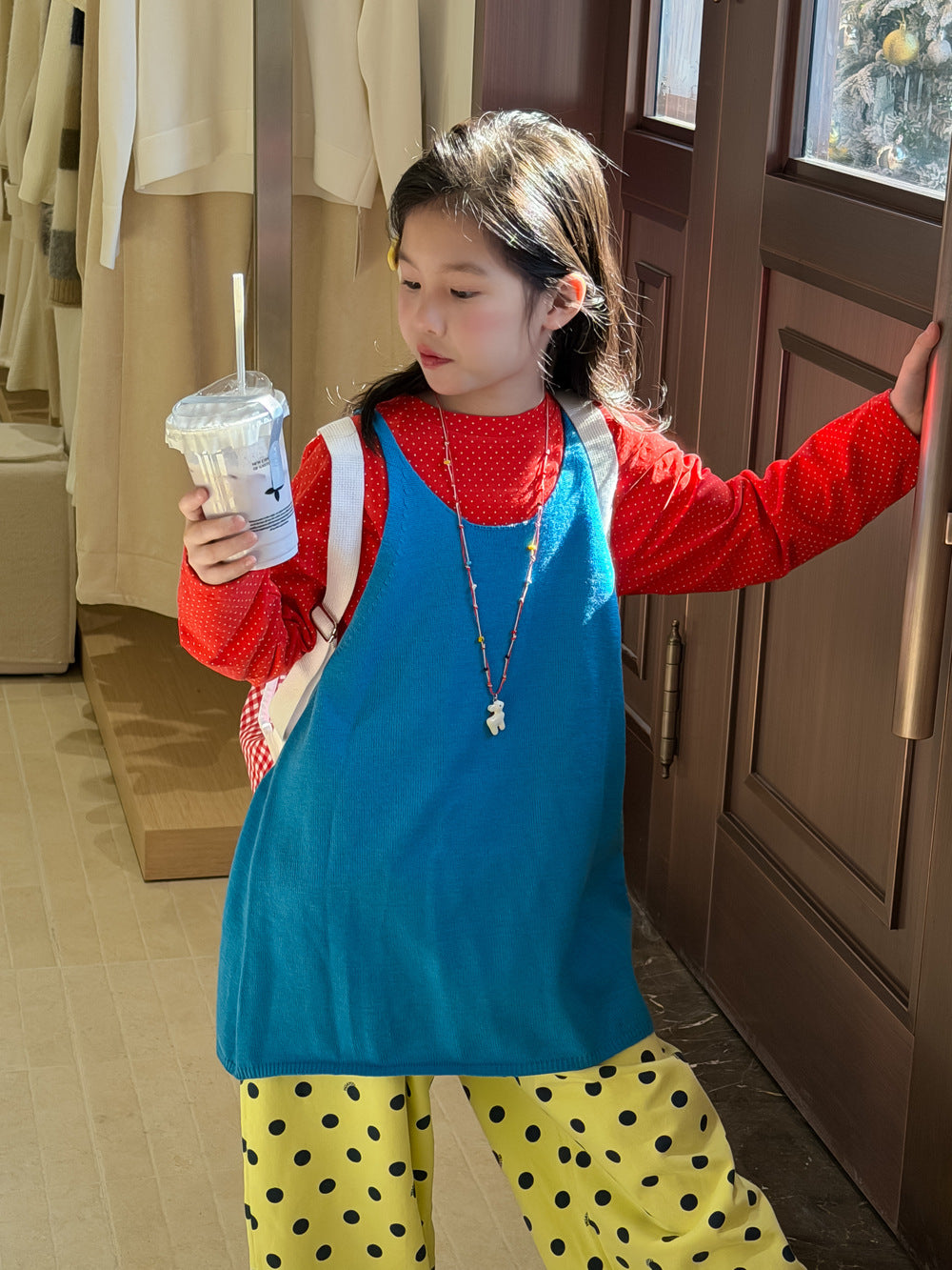 Solid Color Knitted Layering Vest ニットベスト【mh0012367】 KUMAI.KIDS