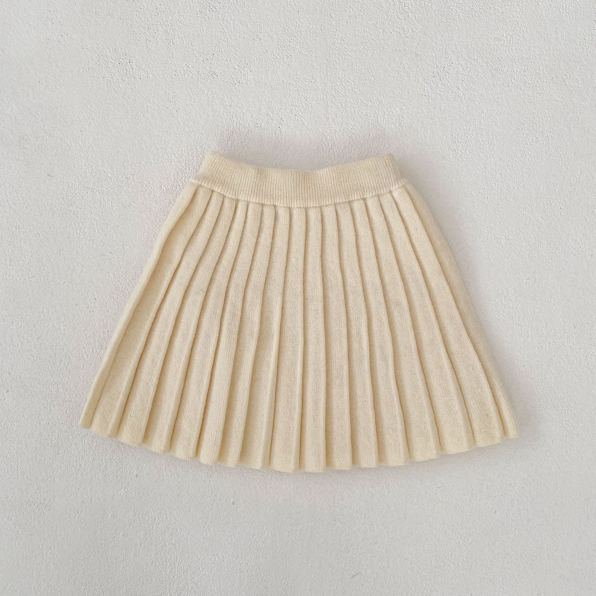 Solid Color Knitted Pleated Skirt 無地 ニット プリーツ スカート【mh0012402】 73CM / Milky white mamahalo shop