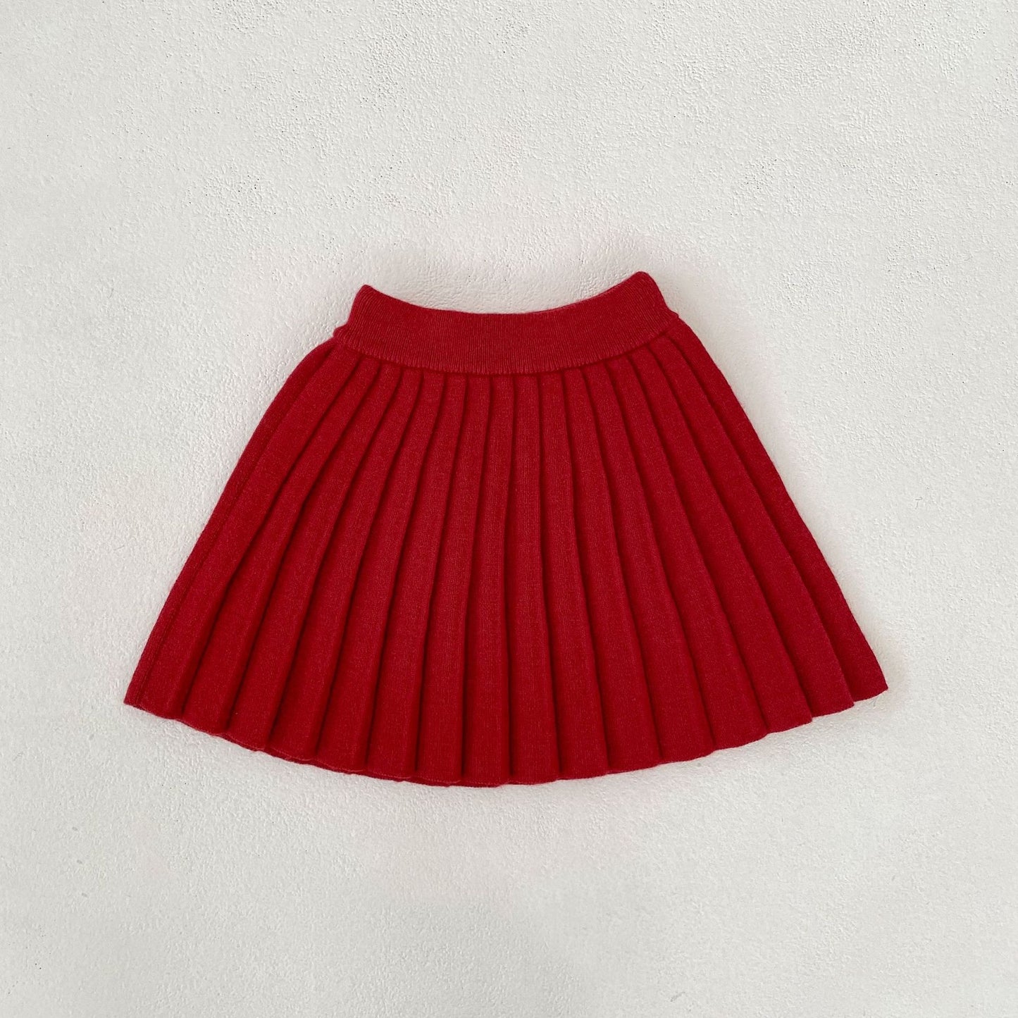 Solid Color Knitted Pleated Skirt 無地 ニット プリーツ スカート【mh0012402】 73CM / Red wine mamahalo shop
