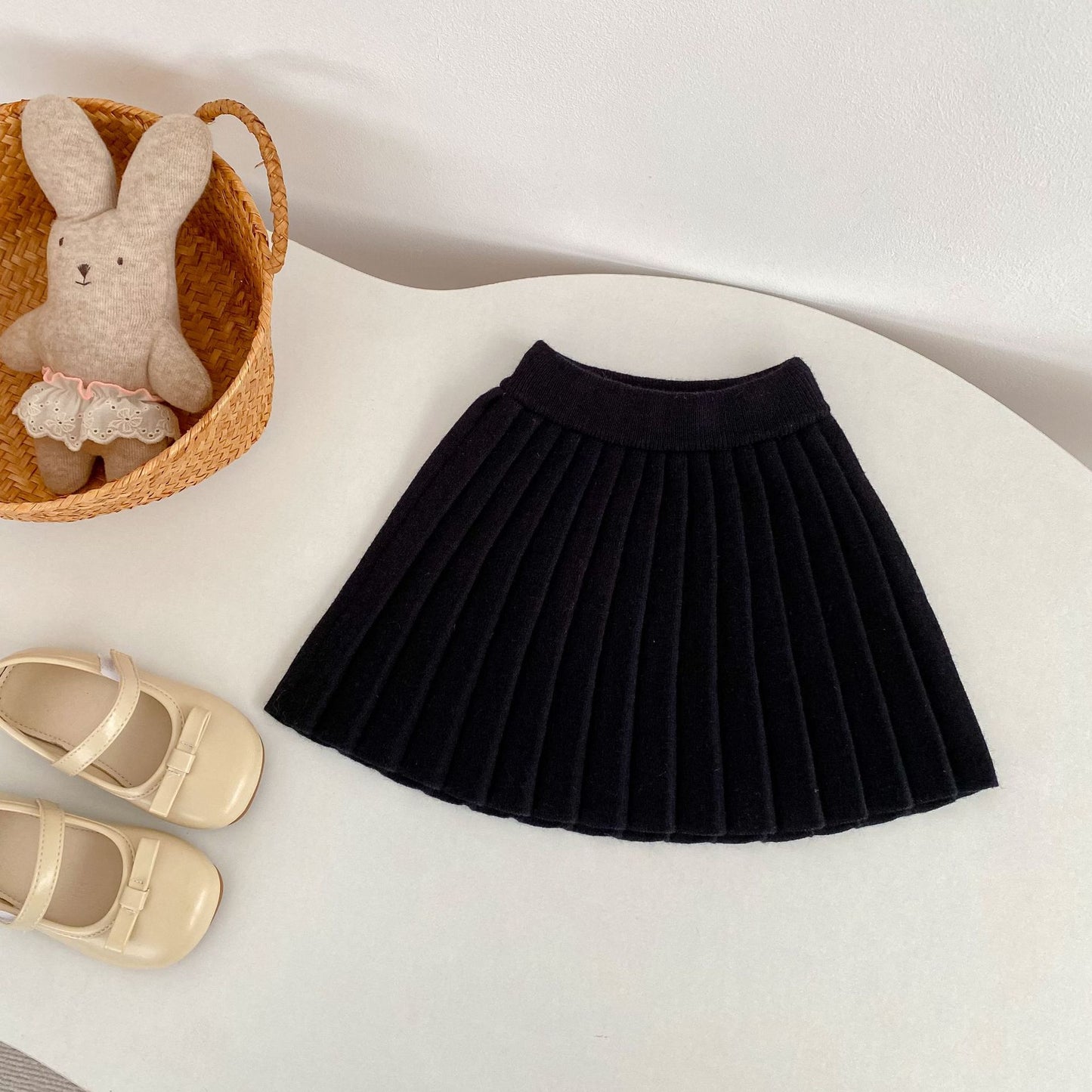 Solid Color Knitted Pleated Skirt 無地 ニット プリーツ スカート【mh0012402】 Engepapa