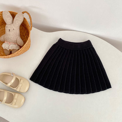 Solid Color Knitted Pleated Skirt 無地 ニット プリーツ スカート【mh0012402】 Engepapa